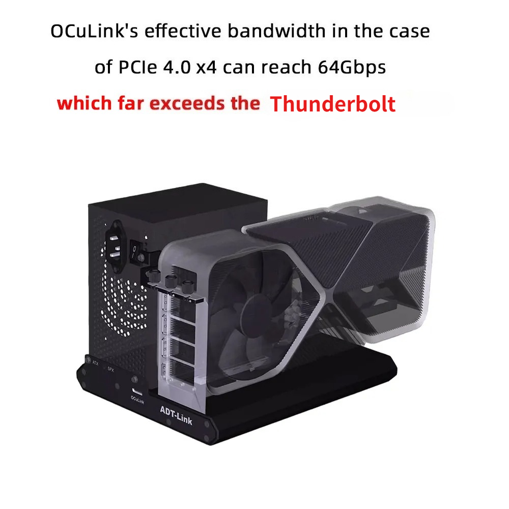 ADT-Link PCIe 4.0X4 64Gbs F9Q  - đánh giá và giá Oculink Gpu Dock Station
